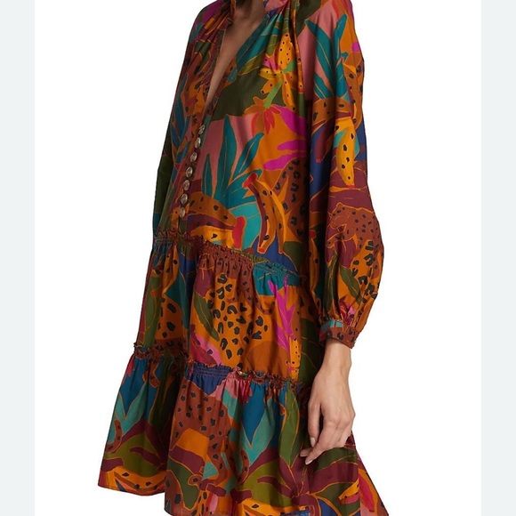 Farm Rio Leopards Jungle Long Sleeve Mini Dress - Picture 3 of 7